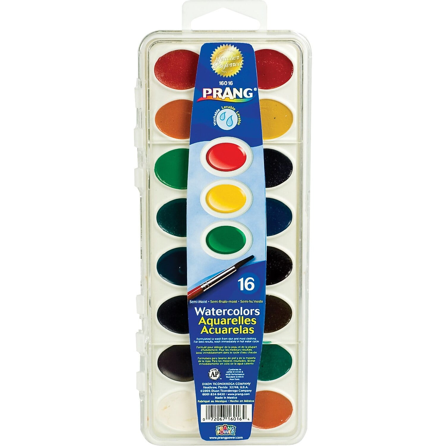 Prang Watercolor Paint Cakes, Assorted Colors, 8/pkg 