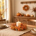 thumbnail image 5 of UALSRZL Candle Rings Wreaths, Mini Artificial Fall Candle Rings, Maple Leaves Berry Floral Candles Ring for Thanksgiving Home Table Decor, Orange, 5 of 6