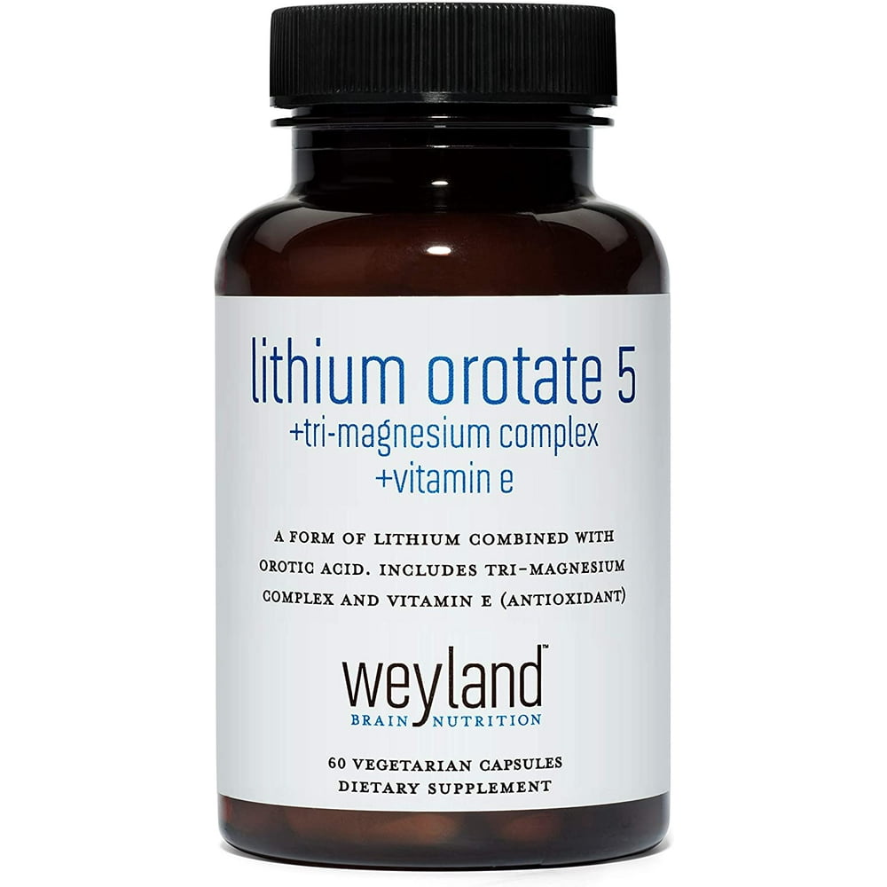 Weyland Brain Nutrition Lithium Orotate 5mg + Mg + Vitamin E, 60