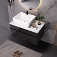 thumbnail image 7 of 31.5 Inch Floating Bathroom Vanity with Ceramic Vessel Sink - Modern Wall-Mounted Design, Soft-Close Drawers & Engineered Stone Countertop for Small Bathrooms, 7 of 7