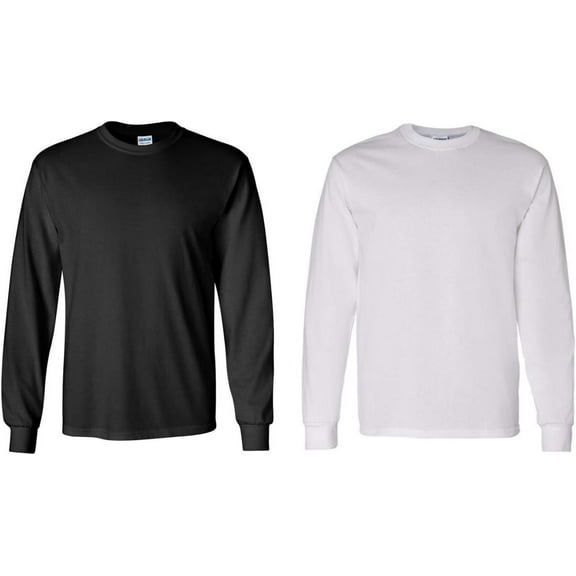 Gildan Ultra Cotton Long Sleeve T-Shirt 2-Pack Black/White