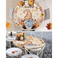 thumbnail image 3 of Fall Round Fitted Tablecloth with Elastic Thanksgiving Gnome Tablecloths Autumn Maple Leaves Sunflower Pumpkin Table Cover for Kitchen Dinner Holiday Party Picnic Fits Tables up to 45"- 52" Diameter, 3 of 6