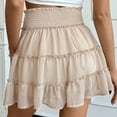 thumbnail image 5 of vigerkar Womens Ruffle Mini Skort Casual High Waisted Tiered A Line Beach Vacation Summer Boho Flowy Skirts with Shorts Khaki, S, 5 of 7