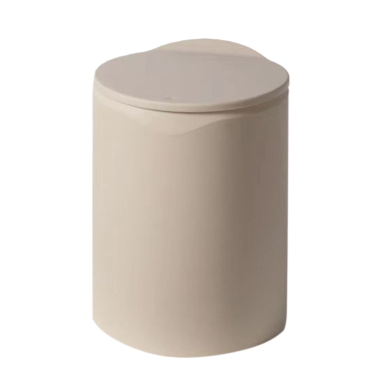 Khaki Bathroom Trash Can with Lid,Portable Press Type With Lid Trush Bucket,Modern White Mini Waste Bin ,Plastic Garbage Can for Kitchen, Bathroom, Bedroom,Office, Under Desk