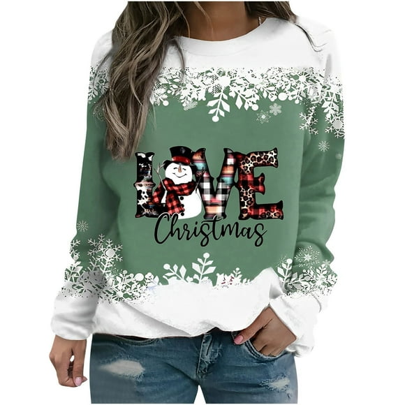 Tetras Fall Sweatshirts for Women,Women's Winter Printed Loose T-Shirt,Long Sleeves Blouse,Round Neck Casual Tops
