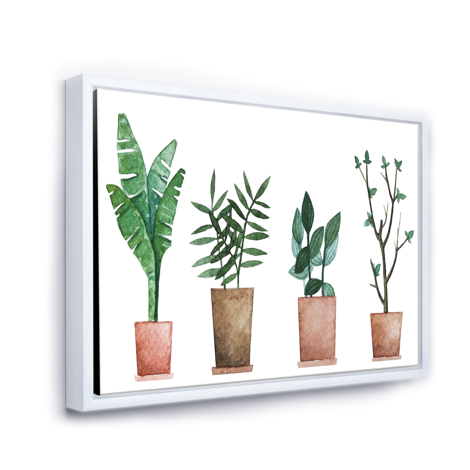 Designart 'Duo of Potted Flowers House Plants In Claypots' Farmhouse Framed Canvas Wall Art Print