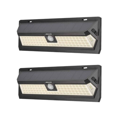 Mr. Beams 120-Degree 445-Lumen Black Solar LED Outdoor Motion-Activated Flood Light, 2-Pack