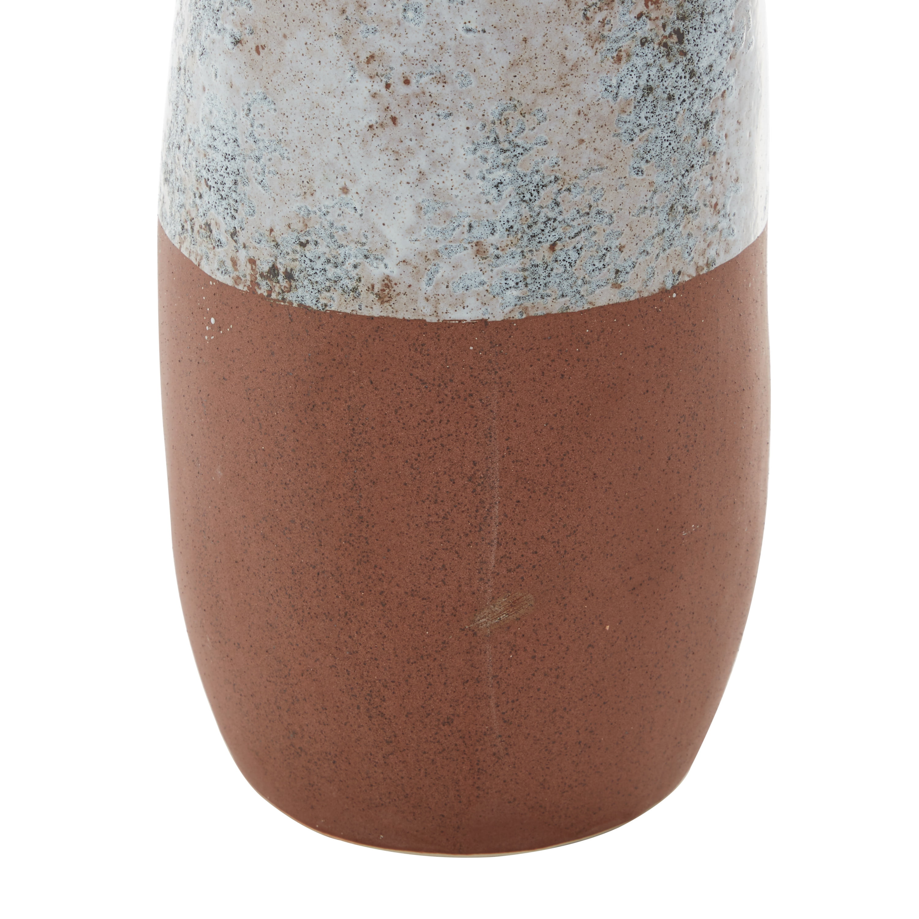DecMode 23" Handmade White Ceramic Vase with Terracotta Accents