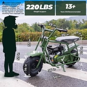 FRP Basic Package GMB100 Gas Powered Mini Dirt Bike 99CC for Adult and Older Youth, 28MPH Off Road Motorcycle, Weight Support Up to 220 LBS - Green