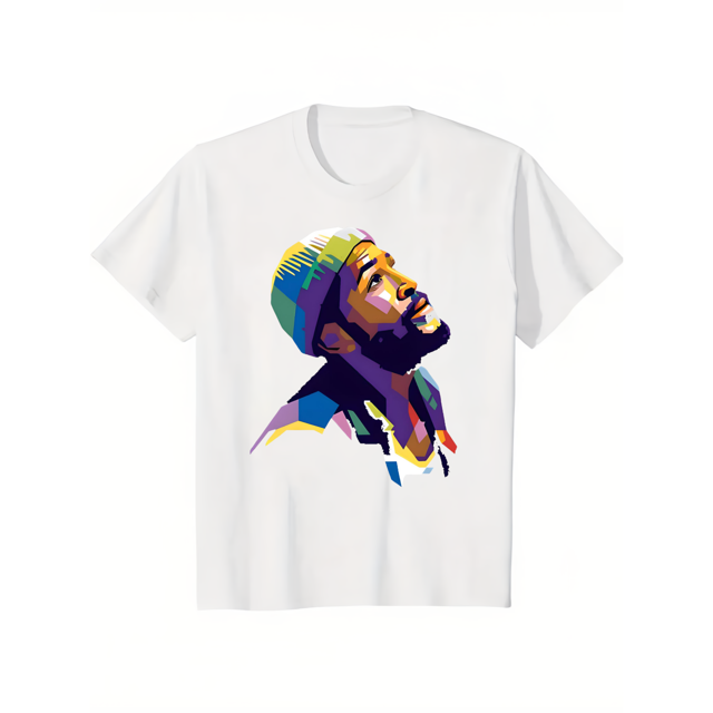 Minimalist Portrait Print Black Mens Soft Cotton Lightweight Graphic T Shirt