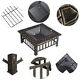 thumbnail image 5 of Topeakmart 32'' Outdoor Metal Square Fire Pit with Cover & Poker, Bronze, 5 of 15