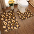 thumbnail image 2 of Honeii Brown Plaid Sunflower Pattern Bathroom Anti-Skid Pad Bathroom Mat Vintage Seamless Pattern Not-Slip Toilet Rug Set, 2 of 6