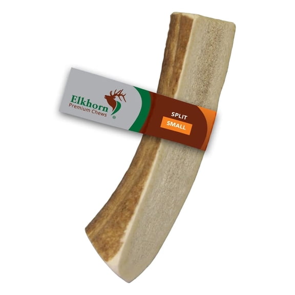 Elkhorn Premium Chews Small split (4-6โ long) elk antler chew for 0-20 lb dogs (1 pack) all-natural premium-grade antler bone, sourced in the USA