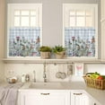 thumbnail image 4 of Spring Floral Kitchen Curtains, Gray Plaid Farmhouse Flowers Watercolor 3-Piece Kitchen Curtain Valance and Tiers Set 24 Inch Length, Rod Pocket Half Window Curtains for Cafe Living Room Bathroom, 4 of 6