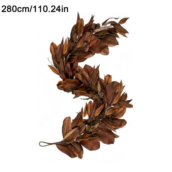 Brown Magnolia Leaf Garland, 9.2ft Realistic Magnolia Leaf Garland, Autumn Magnolias Leaf Artificial Garlands, for Fireplace Mantel, Christmas, and Thanksgiving Decorations