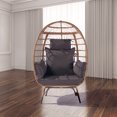 thumbnail image 4 of Oversized Wicker Egg Chair, Indoor Outdoor Lounger for Patio, Rattan Material With 5 Cushions, For Backyard, Living Room, Steel Frame, Dark Gray, 4 of 9