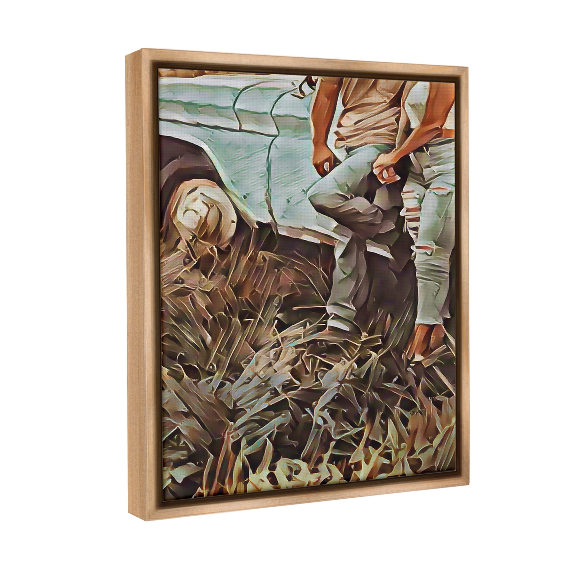 Stupell Industries Country Couple & Car Transportation Painting Brown Floater Framed Canvas Art Print Wall Art, 25 x 31