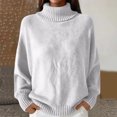 thumbnail image 2 of Women's Casual and Fashionable High Neck Long Sleeve Knitted Solid Color Top Sweater for Elegant and Comfortable Styles,White,M, 2 of 5
