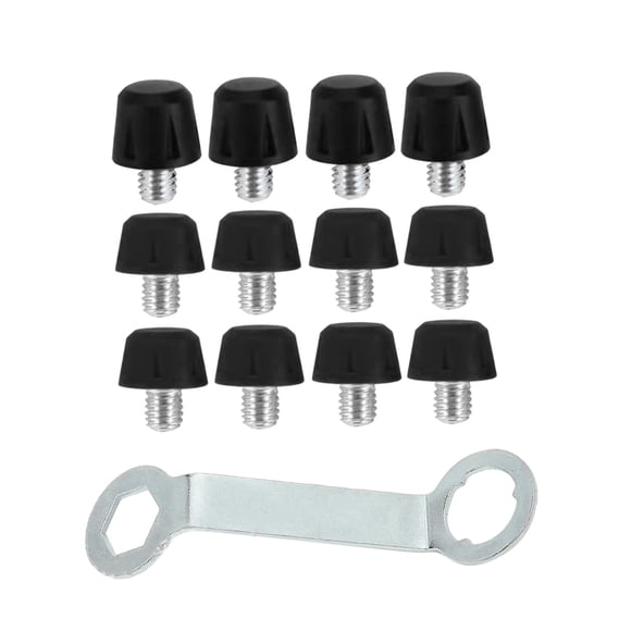 Almencla 12 Pieces Football Boot Spikes Screw in Threading Screw Non Slip with Wrench Black