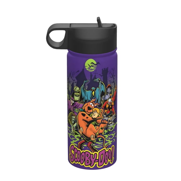 Bottle Scooby Doo Insulated Stainless Steel Wide Mouth Water Bottle With Straw, 18oz Portable Leak Proof Drinking Bottle For Outdoor Office Travel School