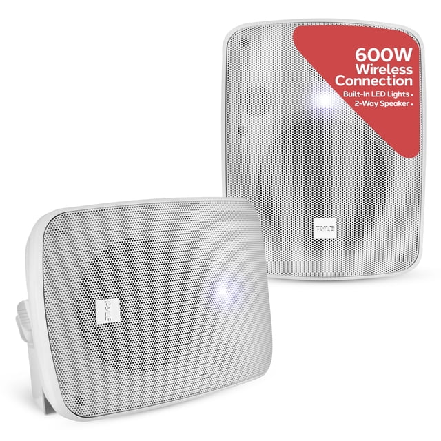 Altavoces exteriores PYLE Bluetooth a prueba de agua, 600 W, estéreo de 2 vías