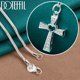 thumbnail image 1 of Dong-collar de plata de ley 925 con cadena cruzada de 18-30 pulgadas, collar de corazón de circón AAA para mujer, joyería con dijes para fiesta y boda, 1 of 2