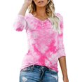 thumbnail image 1 of T-shirt Henley à Manches Courtes/longues pour Femmes, Décontracté, Basique, 1 of 3