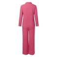 thumbnail image 5 of GDREDA Womens Cotton Linen Set 2 Piece Outfits Summer Button Down Shirt Wide Leg Pants Matching Sets Pink,XXL, 5 of 5