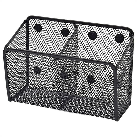 HYG 1 Pack Strong Magnetic Pen Holder Large Metal Mesh Pencil Basket Stainless Steel Magnet Pen Cup Marker Storage Basket for Whiteboard Refrigerator Fridge Locker (Black)