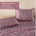 thumbnail image 5 of MR&HM Silky Satin Sheet Set Queen Size 4 Pcs, Elegant Luxurious Queen Size Bed Sheets, with Flat Sheet, 15'' Deep Pocket Fitted Sheet and Queen Satin Pillow Cases Set of 2 (Queen Size, Pink Leopard), 5 of 8