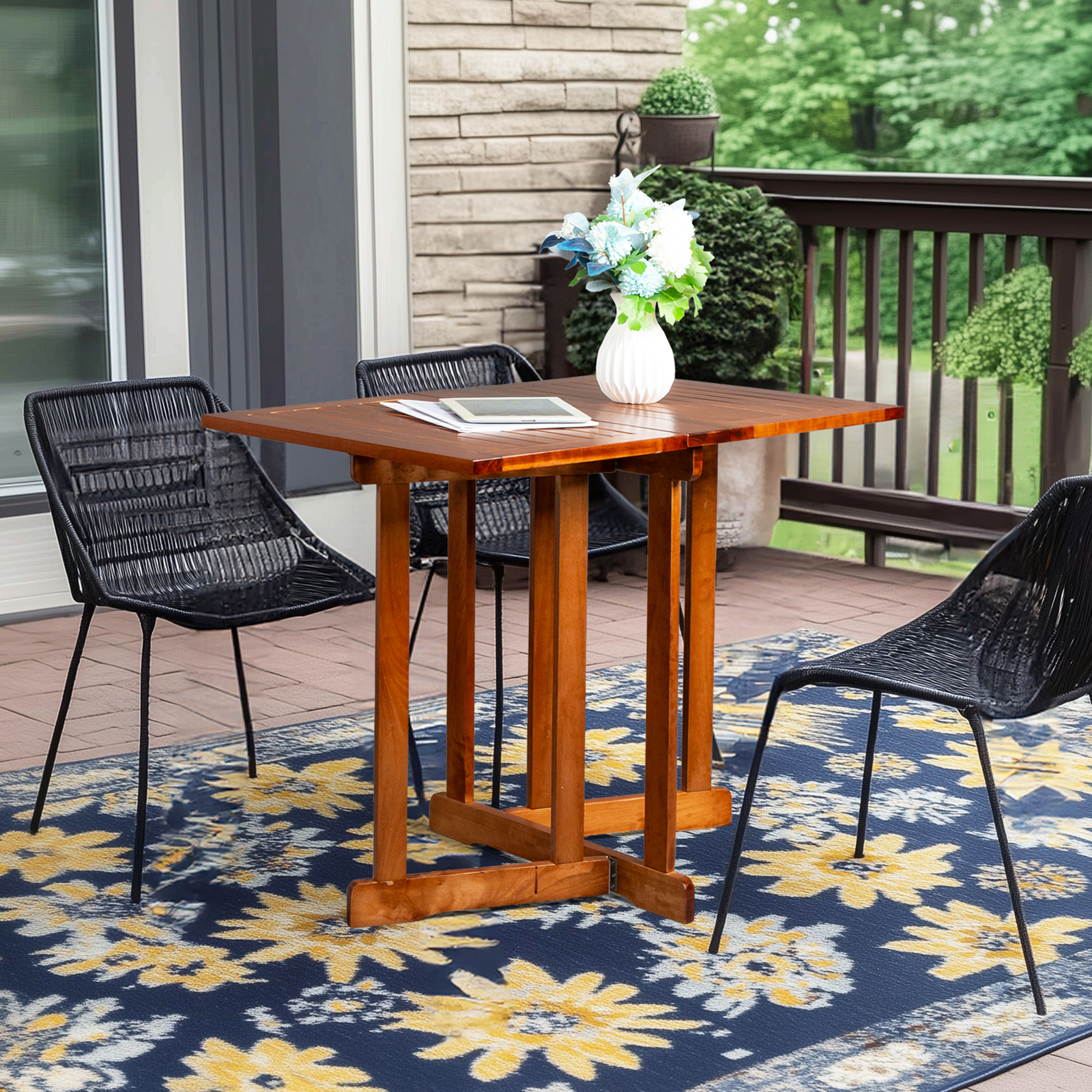 Ktaxon 3ft Wood Dining Table, Drop Leaf Folding Table Kitchen