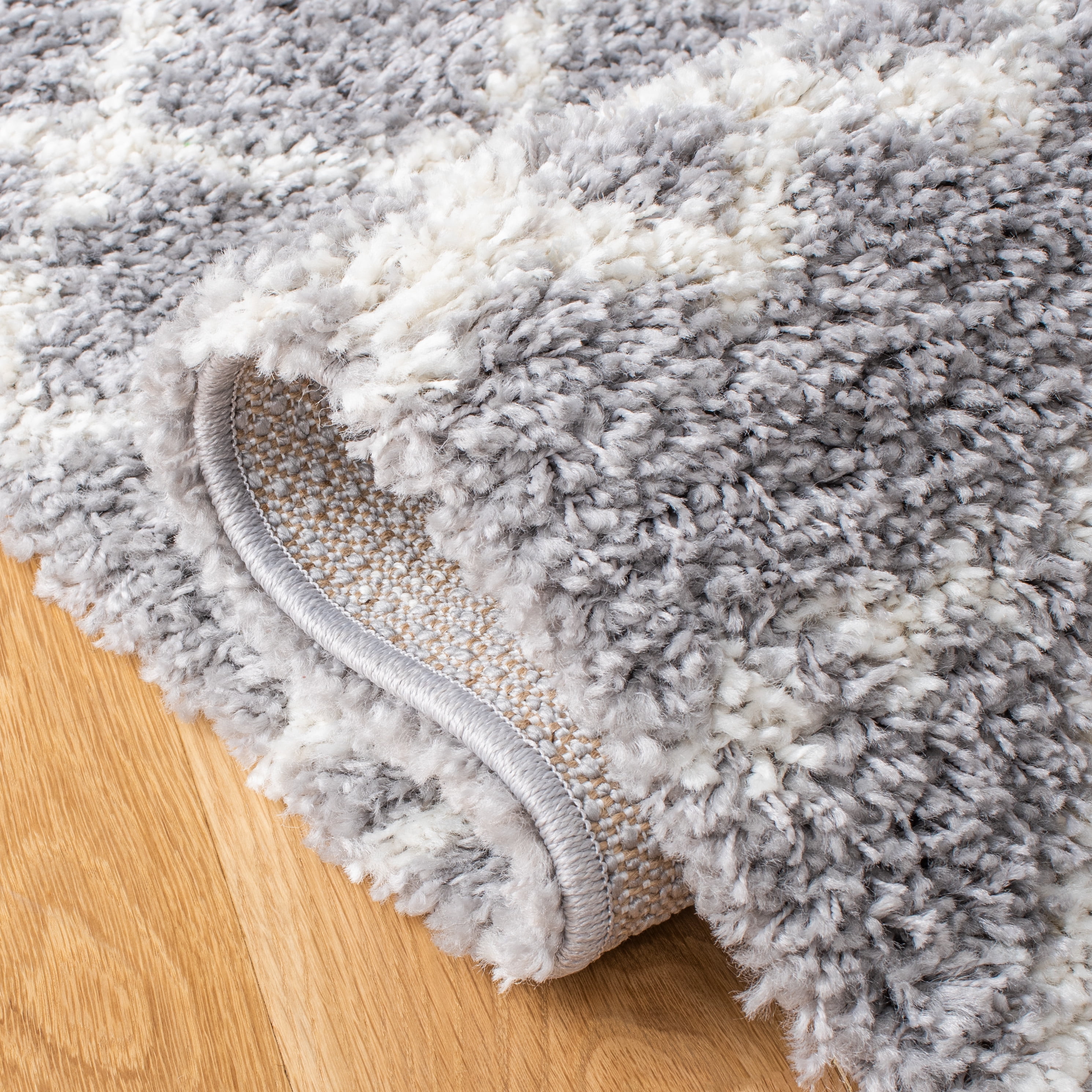 Safavieh Arizona Teagan Geometric Shag Runner Rug, Gray/Ivory, 2'6" x 14'