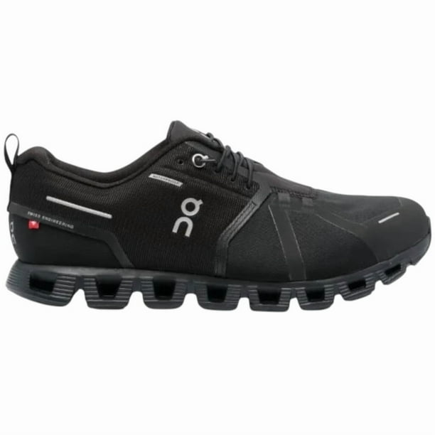 Tenis On Cloud Running Cloud 5 color negro con suela de goma, Impermeable, golo estampado, sistema de amarre rápido de agujetas
