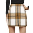 thumbnail image 2 of Seyurigaoka Women Juniors Bodycon Mini Skirt Classic Plaid Print High Waist Zip Up Wool Pencil Skirt for Teen Girls, 2 of 4