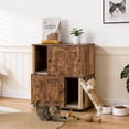thumbnail image 3 of Multi-Functional Cat Litter Box Enclosure,Double Layer Litter Cabinet with 2 Litter Mat and Sisal Scratching Post,Hidden Cat Washroom,Dog Proof, End Table for Indoor Cats, 3 of 7
