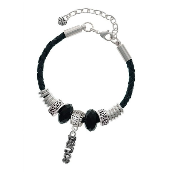 Delight Jewelry Silvertone Beaded ''Dance'' Wife Celtic Knot Leather Bead Bracelet, 7" 2" Extender