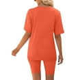 thumbnail image 5 of Jerdar Women Casual 2 Piece Short Sets Summer Outfits Short Sleeve Round Neck Biker Shorts Set Cycling Leisure Suit Orange XXL, 5 of 5