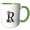 Green/White, variant on 3drose, Resplendent Letter R. Halloween Monogram, Broom, Wizard Hat, Cat, 11oz Mug