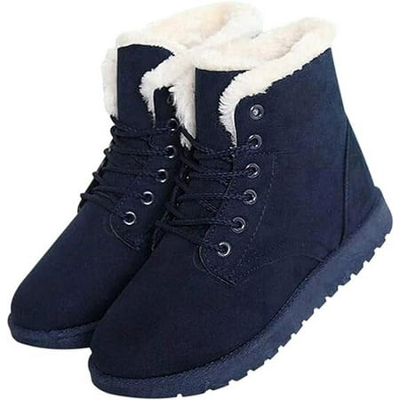 

hotio 2024 Women s Cotton Warm Fur Snow Winter Lace Up Flat Cute Plus Comfortable Ankle Platform Boots