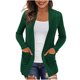 thumbnail image 2 of Cárdigan de moda para mujer, informal, de manga larga, liso, con bolsillos, blusa para mujer, abrigo, chaqueta, tops de poliéster para mujer, 2 of 7