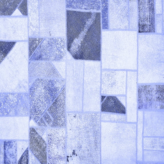 Ahgly Company Machine Washable Indoor Square Patchwork Blue Transitional Area Rugs, 6' Square