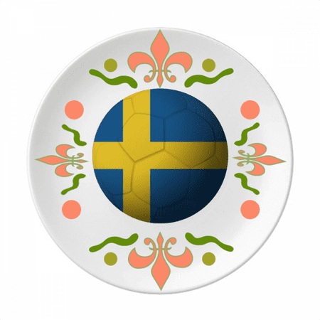

Sweden National Flag Soccer Football Flower Ceramics Plate Tableware Dinner Dish