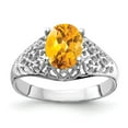 thumbnail image 1 of Solid 14k White Gold 8x6mm Oval Citrine Yellow November Gemstone Engagement Ring Size 7.5, 1 of 2