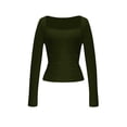 thumbnail image 6 of Perfectbot Women's Square Neck Fitted T-Shirt Long Sleeve Crop Ruched Waist Stretchable Basic Tee Shirt, 6 of 7