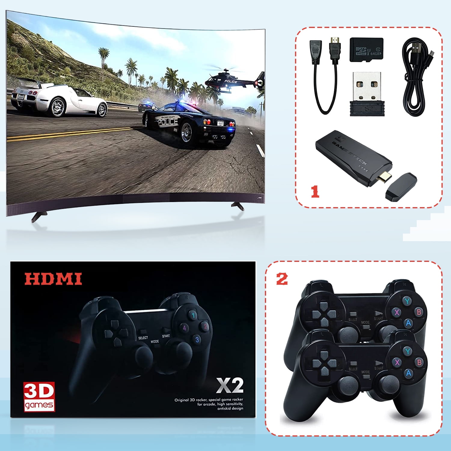 HAIHUANG PAPI Retro Game Console with 64G TF Card 5200 Classic Games Speed  FPS 1:1 Output,Handheld Game Console Supports 1280*720p 60HZ ,Portable Game