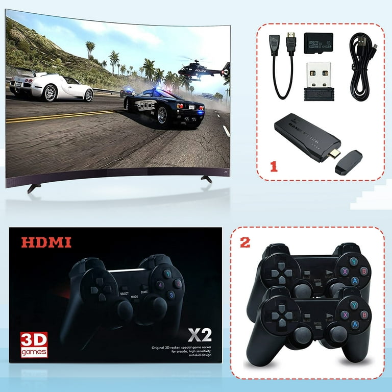 Retro Video Game Console with 10888 Games Wireless 4K 64GB Arcade Classic  Game Console with 2 Joysticks Gaming Console and Controller for TV 