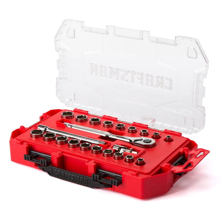 Brüder Mannesmann 1/2" Drive Socket Set - 22-Piece Metric & Imperial, Chrome Vanadium Steel