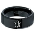 thumbnail image 2 of Tungsten Scary Haunting Ghost Emoji Band Ring 8mm Men Women Comfort Fit Black Beveled Edge Polished, 2 of 4