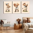 thumbnail image 2 of Teddy Bear Sports Nursery Animal Wall Hieng Cute Woodland Rugby Wall Decor Pictures Vintage Basketball Baseball Kids Room Canvas Poster Prints for Boys Room Bedroom Decorations, 2 of 6