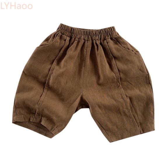 LYHaoo Slim Breathable Quarter Pants For Boys And Girls Medium Casual Pants For Kids School Pants for Girls(Brown)